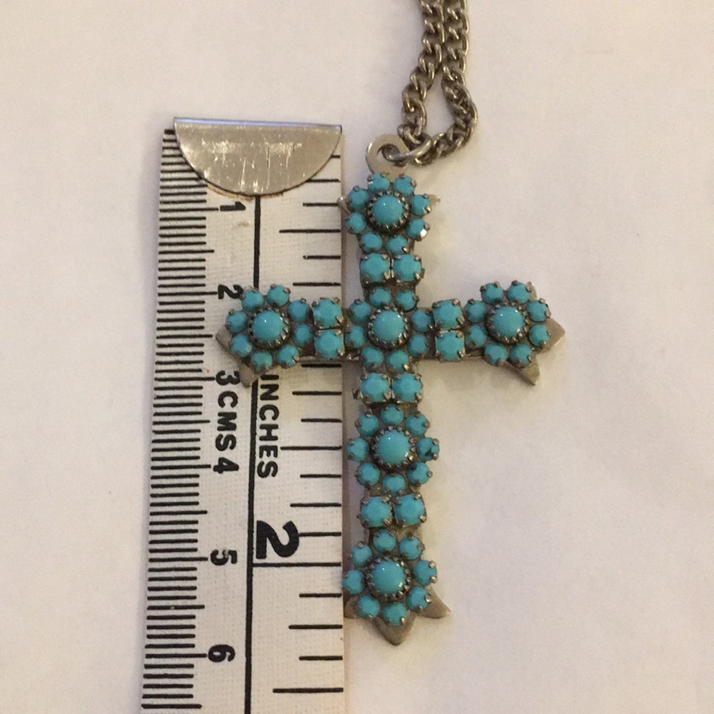 Imitation turquoise cross pendant - Picture 6 of 6